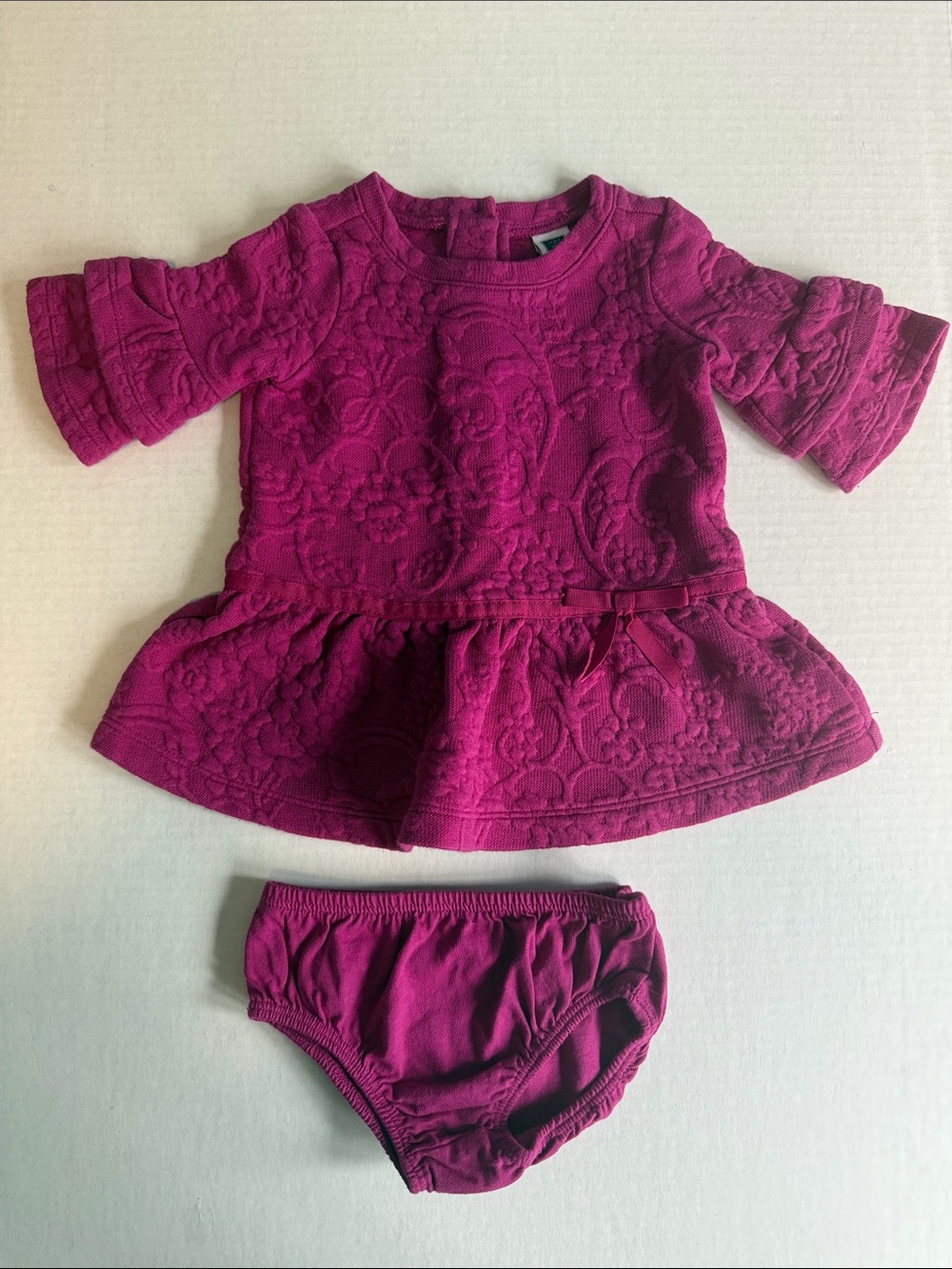 Janie and Jack Fuchsia Jacquard Knit Baby Dress and Bloomers | 3-6 months